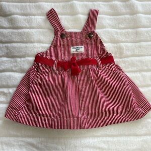 Oshkosh Size 9 Month Overall Dress
Striped Red White Pockets Snap‎ Button
Straps
